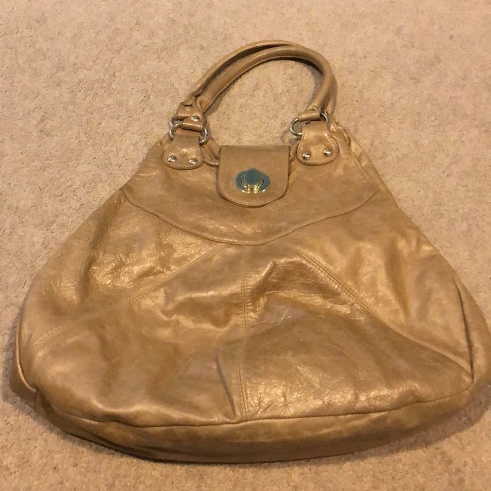 Anna Corrinna Tan with Gold Hardware Shoulder Bag